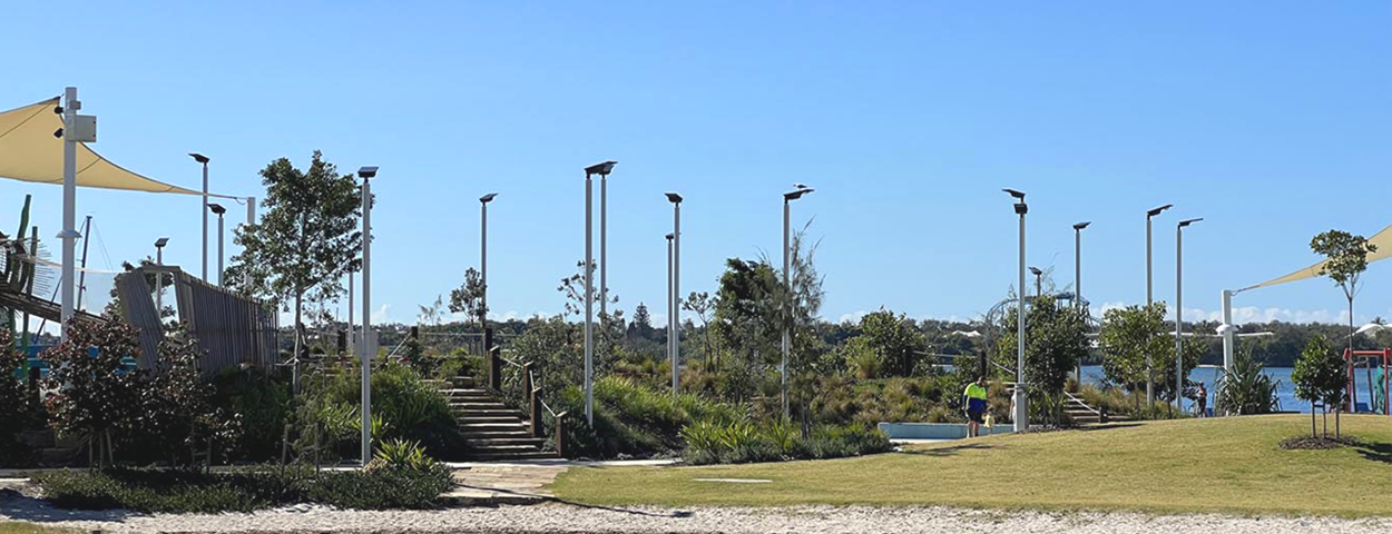 Aura Clean Energy's lighting cluster at the playground in Broadwater Parklands, Gold Coas