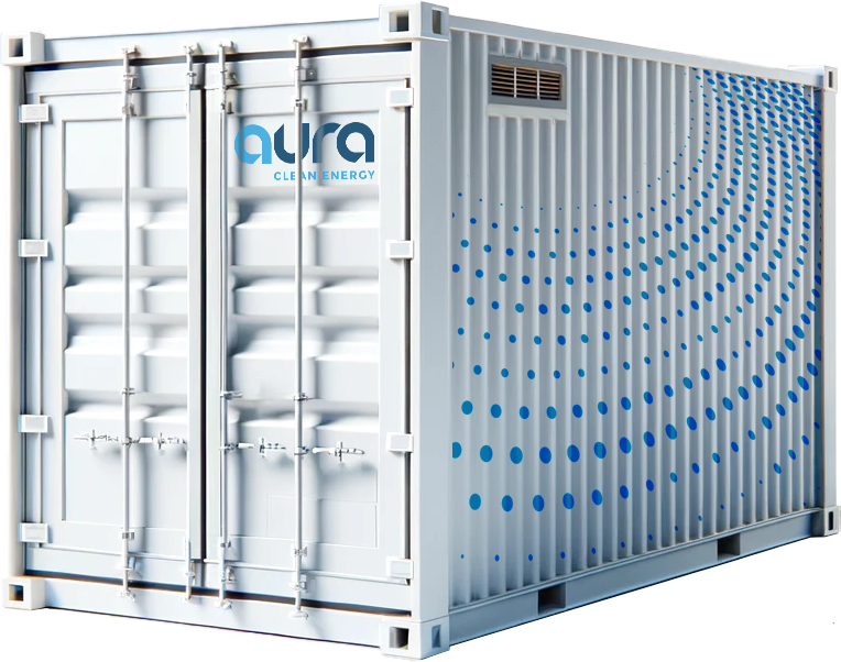 Aura Clean Energy's HESS120 Hybrid Energy Storage System in white